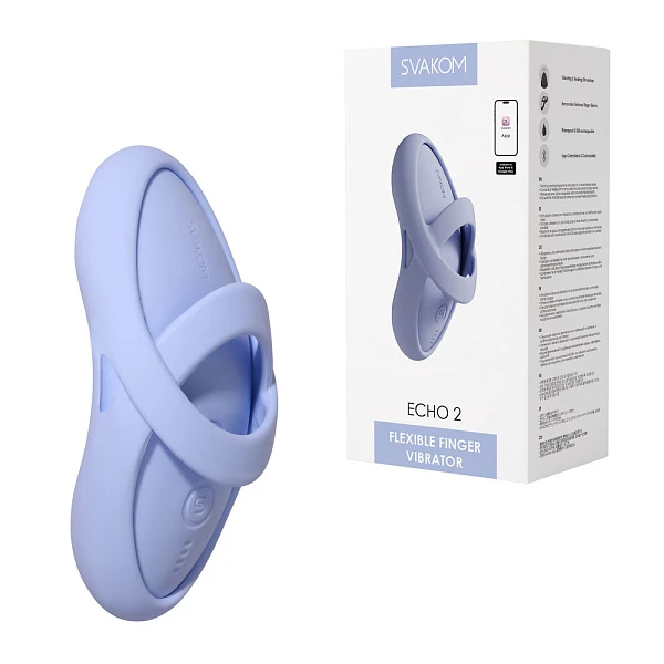 Вибростимулятор на пальцы «Echo 2» с нагревом, голубой