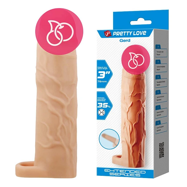 Насадка-удлинитель с подхватом мошонки «Gerd», телесная