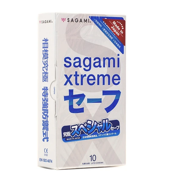 Презервативы с двойным количеством смазки «SAGAMI Xtreme UltraSafe 0.09» №10