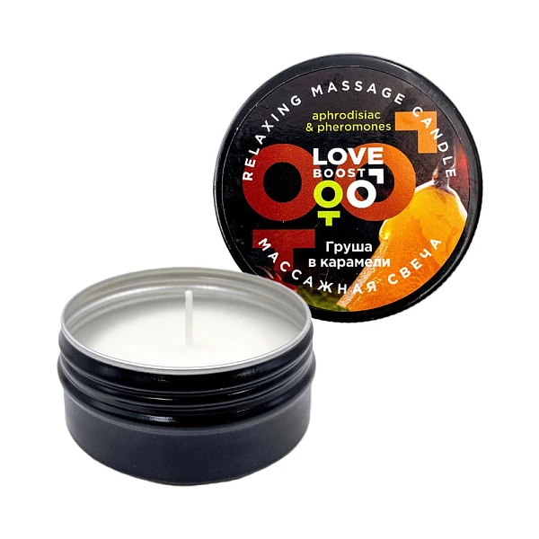 Ароматическая свеча массажная «Груша и карамель» с афродизиаками и феромонами, 30 мл