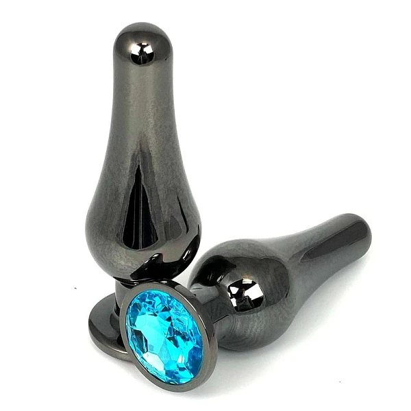 Темная анальная пробка-танго «Hot Sparks» с голубым кристаллом