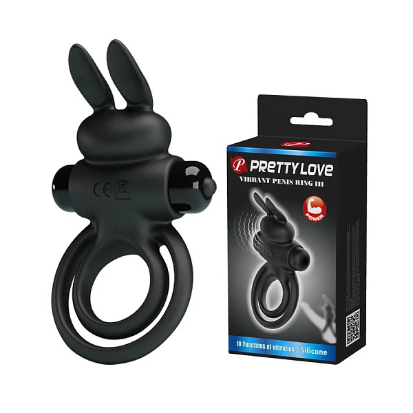 Эрекционное кольцо с вибростимуляцией клитора «Pretty Love», черное