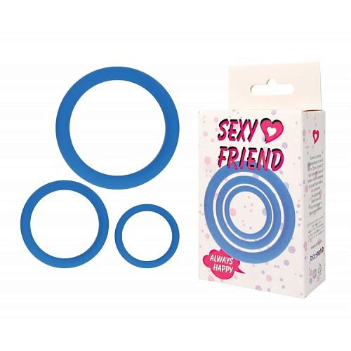Набор из трех колец для пениса «Sexy Friend», синие
