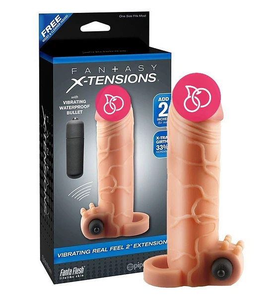 Вибронасадка с кольцом «Fantasy X-tensions Vibrating», телесная