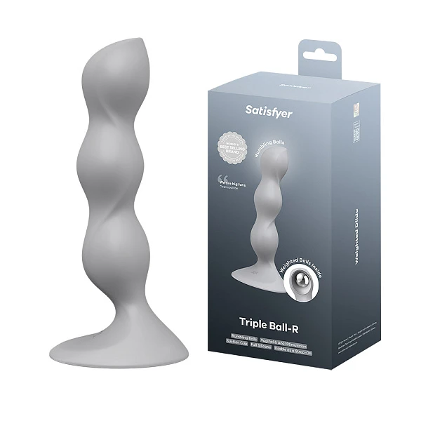Стимулятор «Triple Ball-R» с утяжеляющими шариками, серый