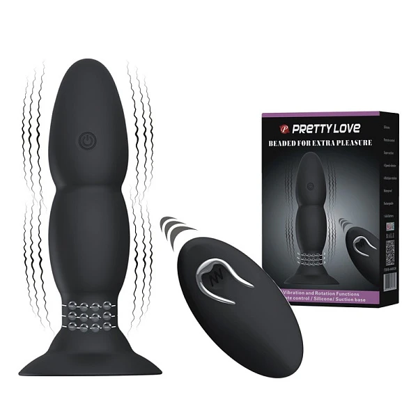 Анальный римминг-стимулятор с вибрацией и пультом «PrettyLove», черный