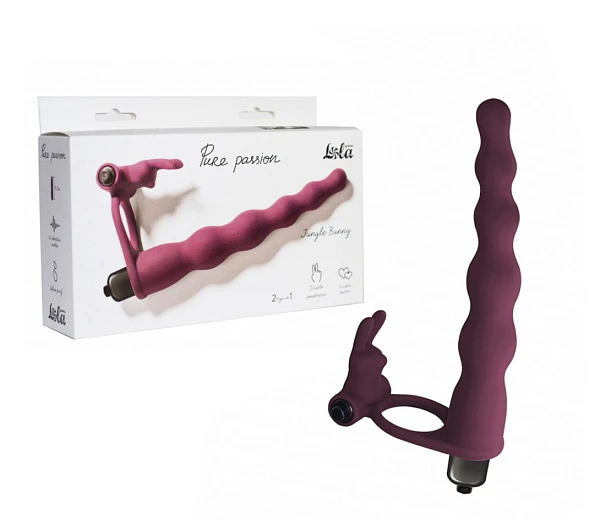 Вибронасадка для двойного проникновения «Pure Passion Jungle Bunny Wine Red»