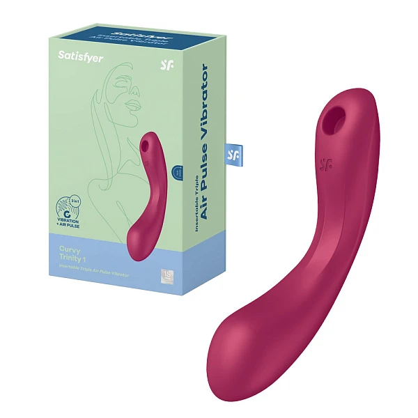 Двусторонний вакуумный стимулятор «Curvy Trinity 1» с вибрацией