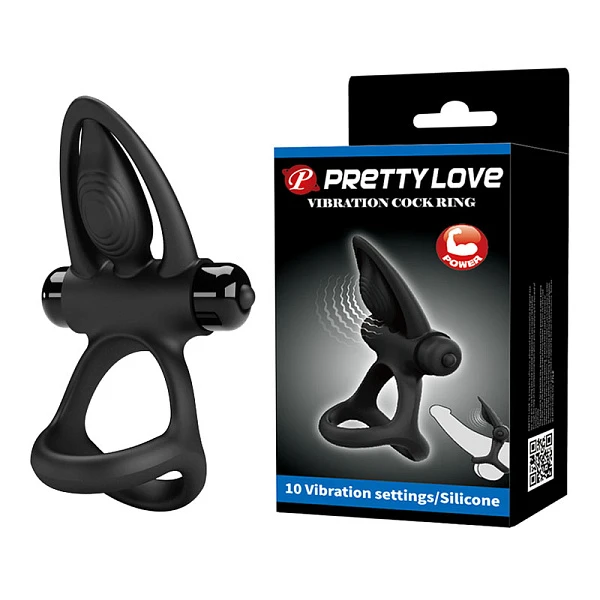 Эрекционное кольцо с вибрацией «Pretty Love», черное