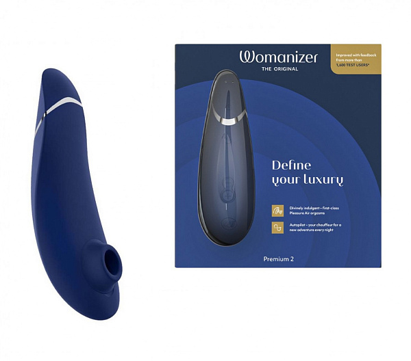 Бесконтактный клиторальный стимулятор «Womanizer Premium 2», синий