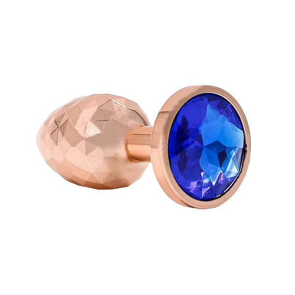 Бронзовая анальная пробка «Disco Plug» с синим кристаллом