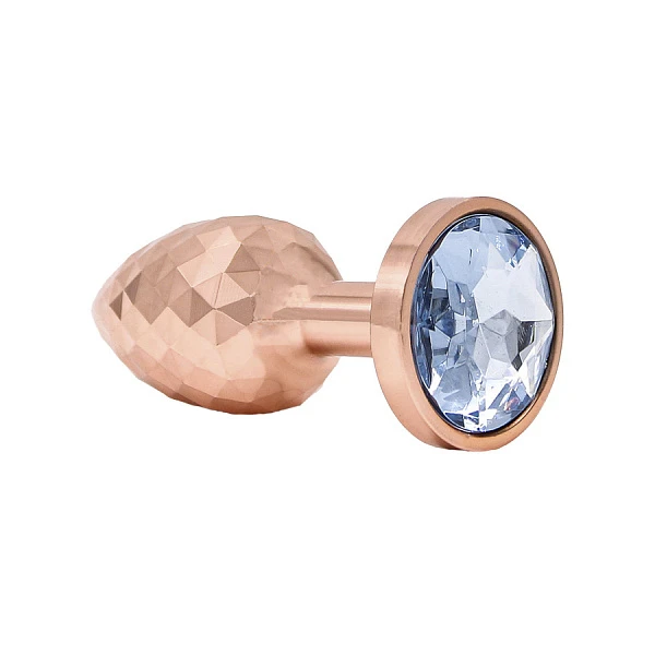 Бронзовая анальная пробка «Disco Plug» с голубым кристаллом