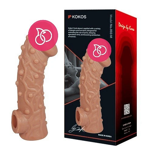 Насадка с пупырышками «Cock Sleeve» с отверстием для мошонки, размер L