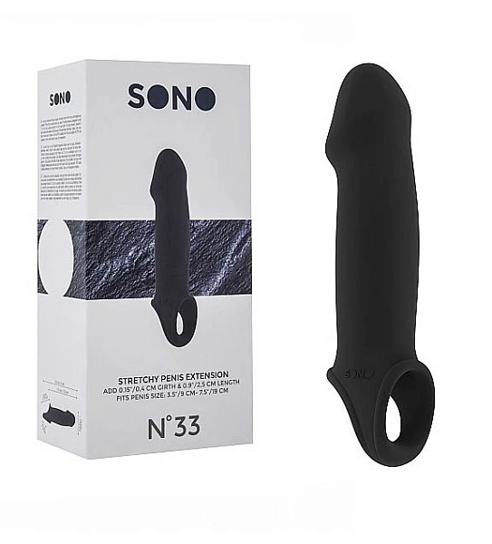 Закрытая насадка на пенис «No.33 - Stretchy Penis Extension», черная