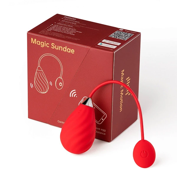 Виброяйцо «Magic Sundae» с управлением через приложение, красное