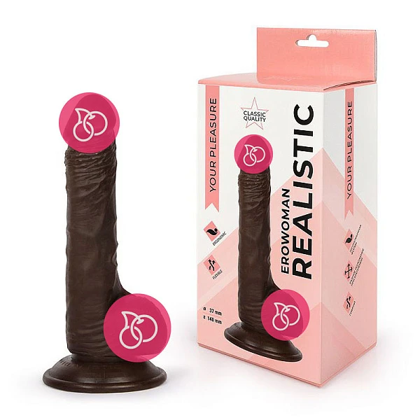 Фаллоимитатор на присоске «EROWOMAN REALISTIC», коричневый