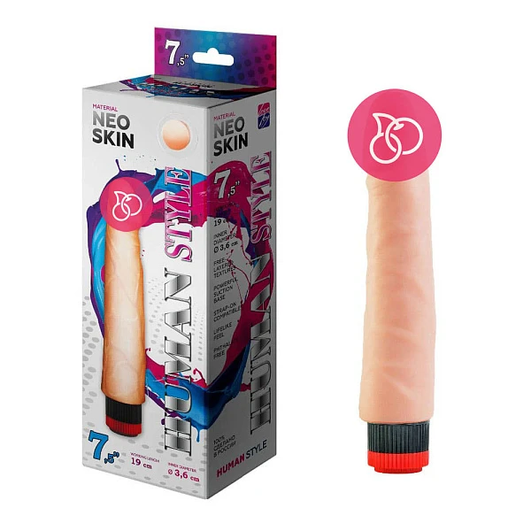 Реалистичный вибратор «Human Style 7,5''», 19 см