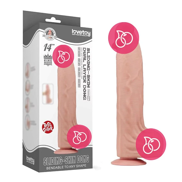 Фаллоимитатор-гигант «Sling-skin Dong 14"» с подвижной кожей, телесный