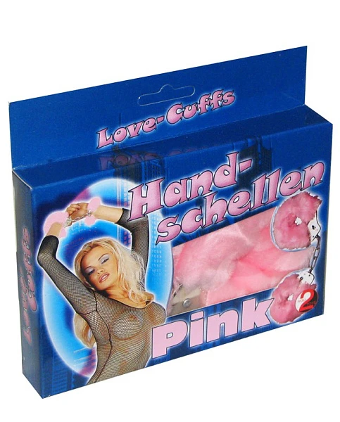 Металлические наручники с мехом «Hand Schellen», розовые