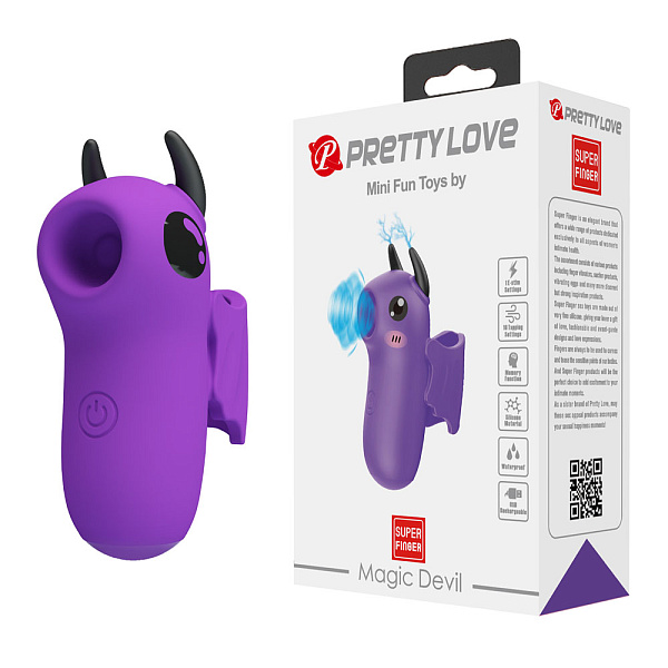 Вакуумный мини-стимулятор на палец «Magic Devil» с электростимуляцией, фиолетовый