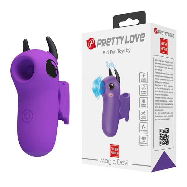 Вакуумный мини-стимулятор на палец «Magic Devil» с электростимуляцией, фиолетовый