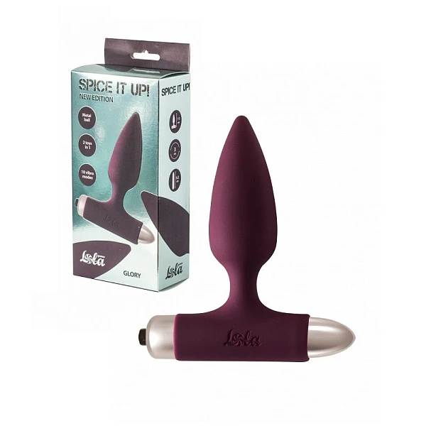 Анальная пробка с вибрацией «Spice it up Glory», бордовая
