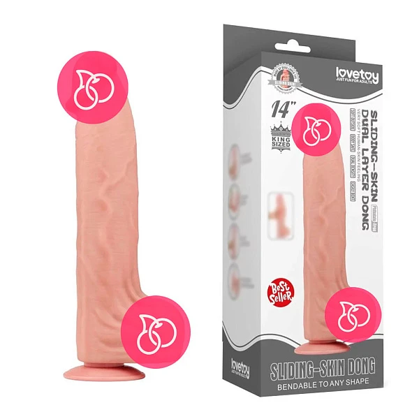 Фаллоимитатор-гигант «Sling-skin Dong 14» с подвижной кожей, телесный