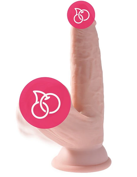 Фаллоимитатор на присоске с подвижной мошонкой «King Cock Plus 6 Triple Density»