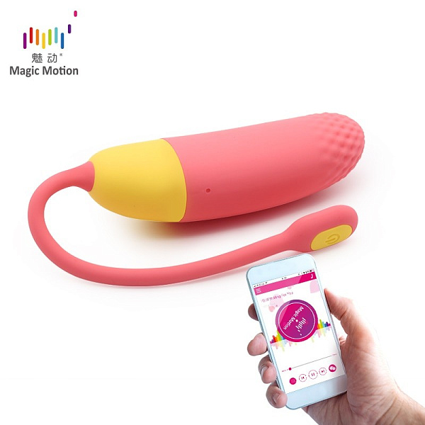 Виброяйцо «Magic Vini» с управлением через смартфон, персиковое