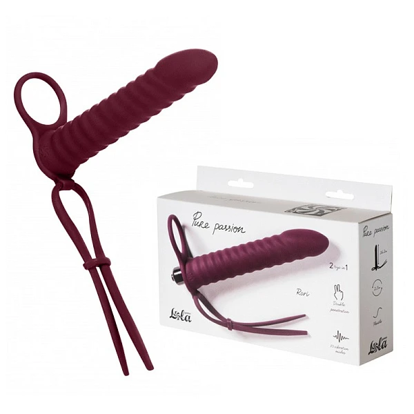 Вибронасадка для двойного проникновения «Pure Passion Rori Red»