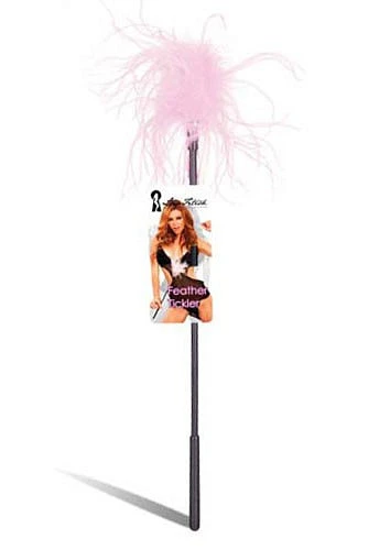 Ласкающая палочка «FEATHER TICKLER» с розовыми перьями