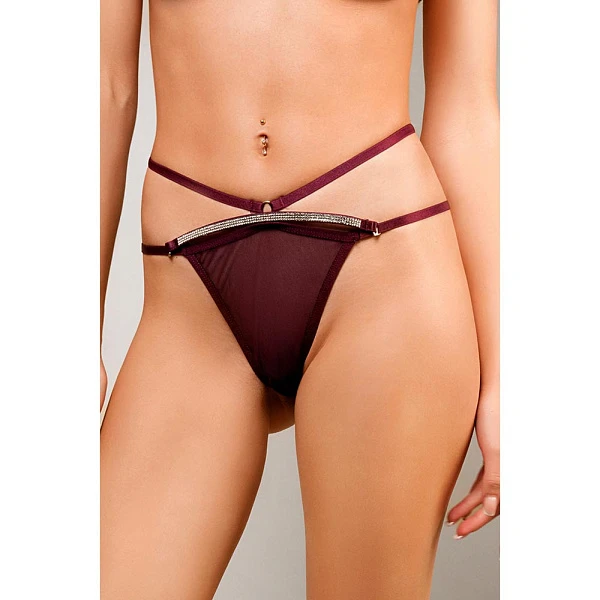 Трусики-танго с декоративной резинкой «Amor El», бордовые (M)