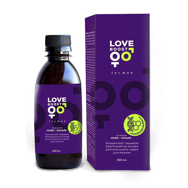 Концентрат возбуждающего напитка «LoveBoost Кофе-коньяк» для мужчин, 250 мл