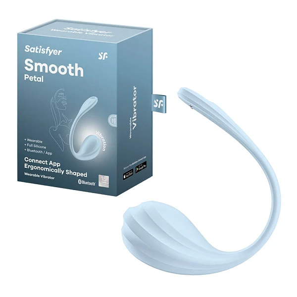Виброяйцо для ношения «Smooth Petal» с поддержкой приложения, голубой