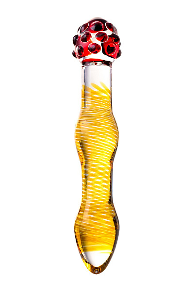 Двусторонний рельефный фаллоимитатор «Sexus Glass»