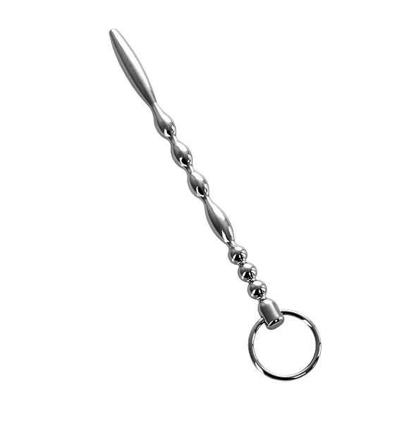 Уретральный плаг фигурный с кольцом в основании, Toyfa Metal, серебр.