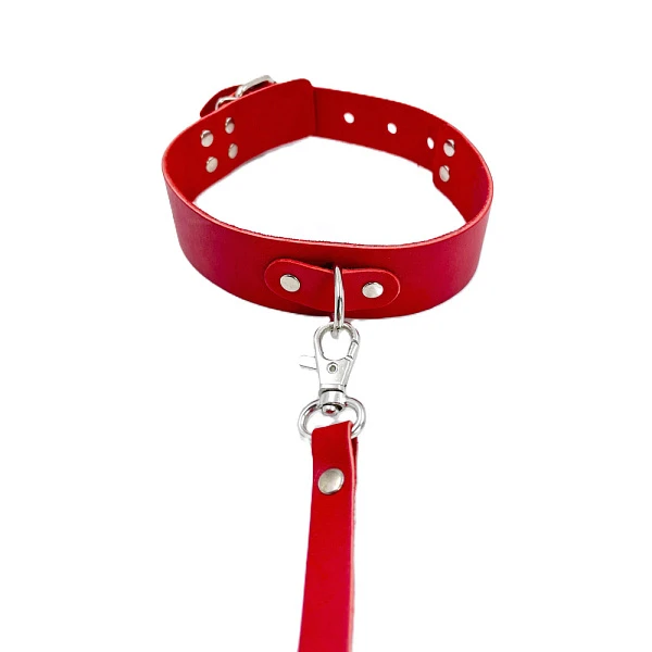 Ошейник «Эролайф» с поводком, красный