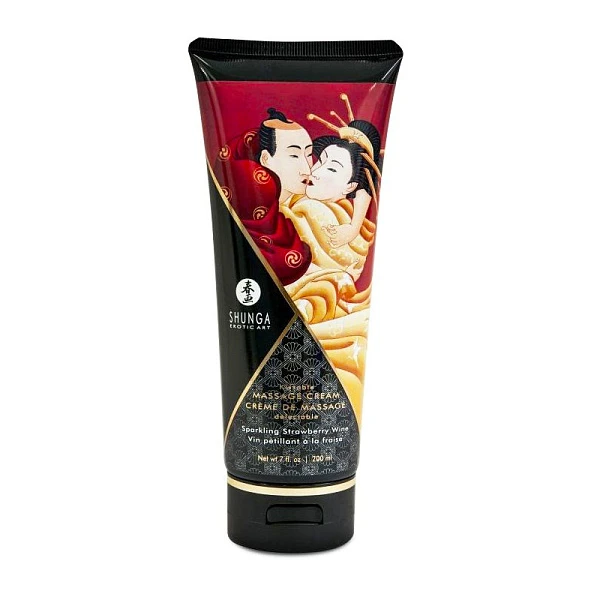 Съедобный массажный крем «SHUNGA Шампанское и клубника», 200 мл