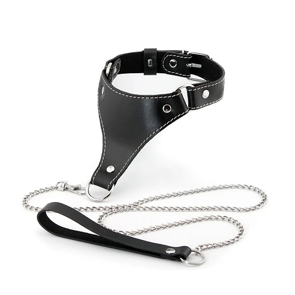 Ошейник треугольный с белой декоративной строчкой, черный