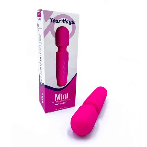 Мини-вибратор «Mini» с рельефом в виде полос, темно-розовый