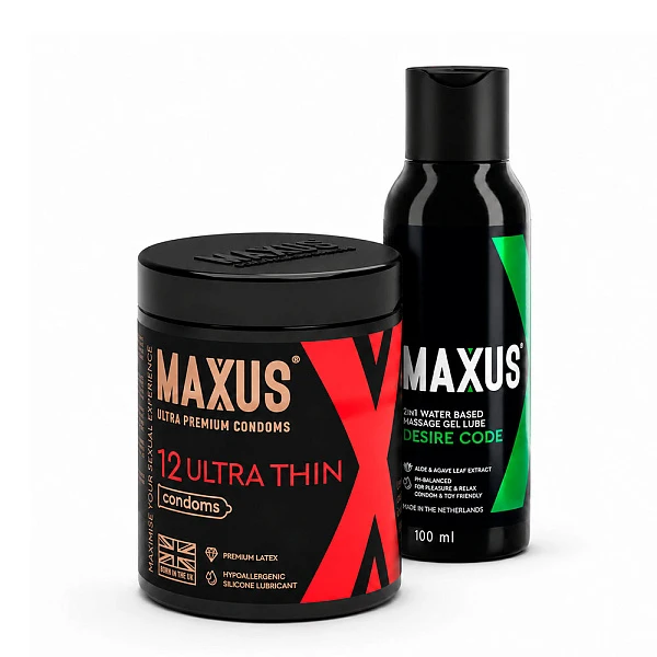 Набор презервативы «MAXUS Ultra Thin» ультратонкие, 12 шт + лубрикант с алоэ вера «Desire Code», 100