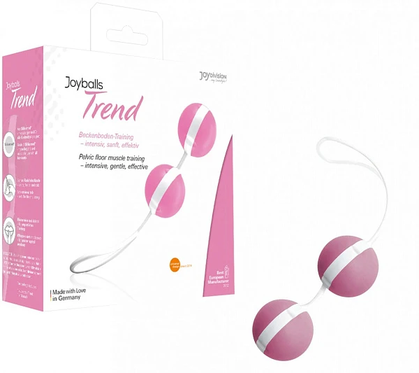 Вагинальные шарики со смещенным центром тяжести «Joyballs Trend», бело-розовые