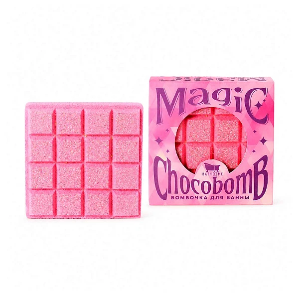 Бомбочка для ванны с блёстками Magic Choco «Розовый туман» в форме шоколадной плитки