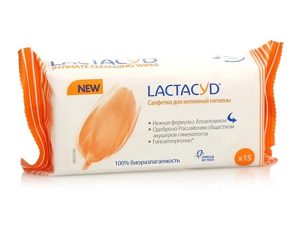 Влажные салфетки для интимной гигиены «Lactacyd» биоразлагаемые, 15 шт