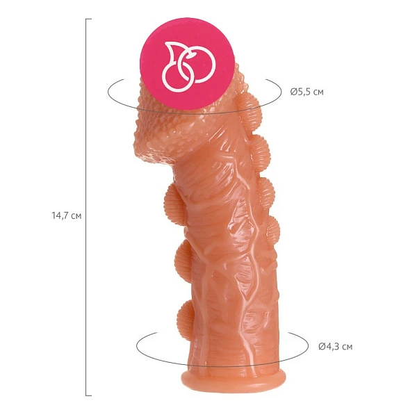 Насадка с увеличенной головкой «Extreme Sleeve» и пузырьками, размер M