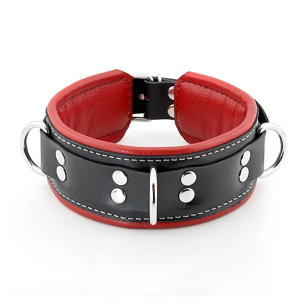 Мягкий ошейник с тремя зацепами, черно-красный