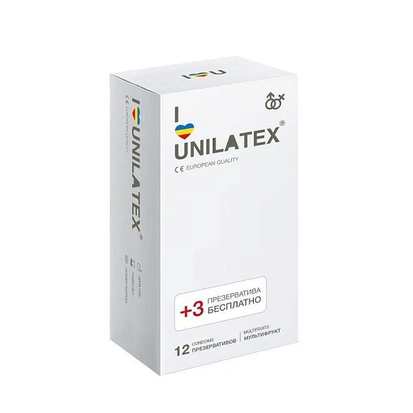 Презервативы «UNILATEX Multifrutis» ароматизированные, №12+3