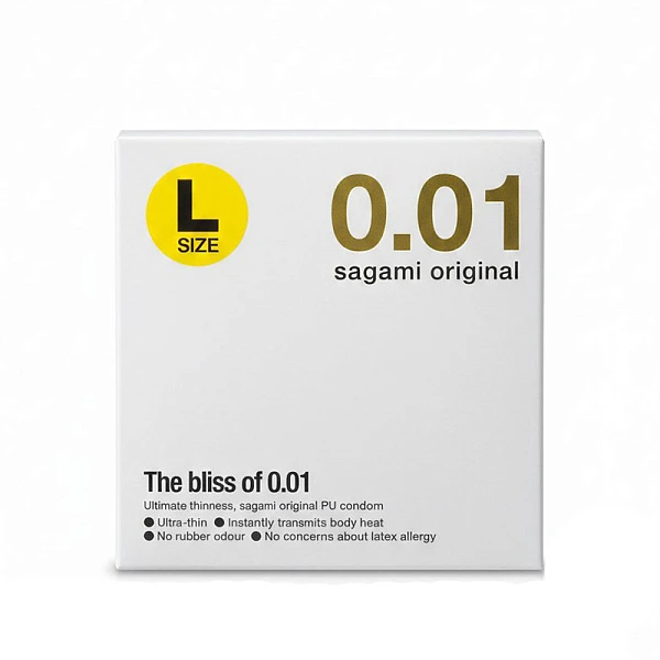 Полиуретановые презервативы «SAGAMI Original 0.01», размер L, №1