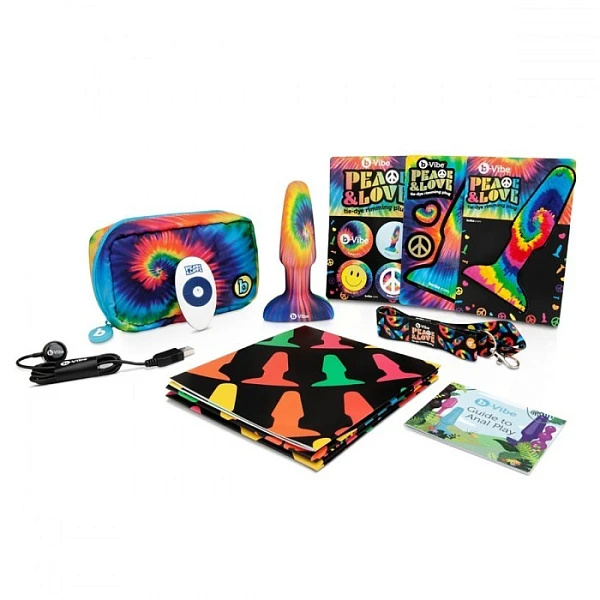 Анальная премиум-пробка с эффектом римминга «Peace and Love Tie-Die»