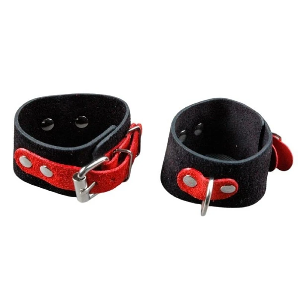 Наручники велюровые неподшитые «Beastly», черно-красные